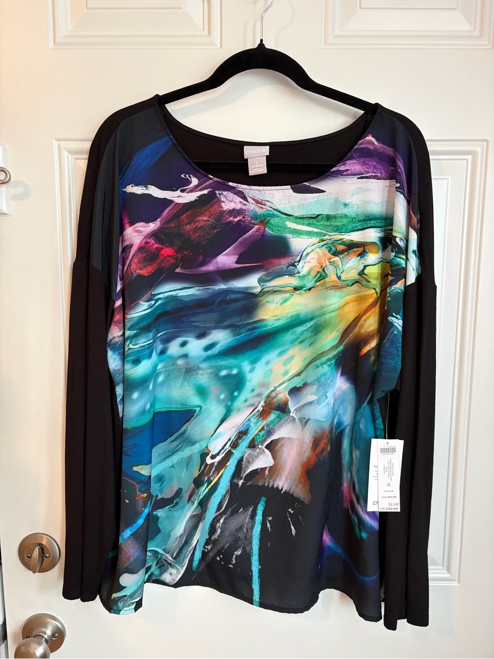 Chico’s City Lights Long Sleeve Blouse NWT